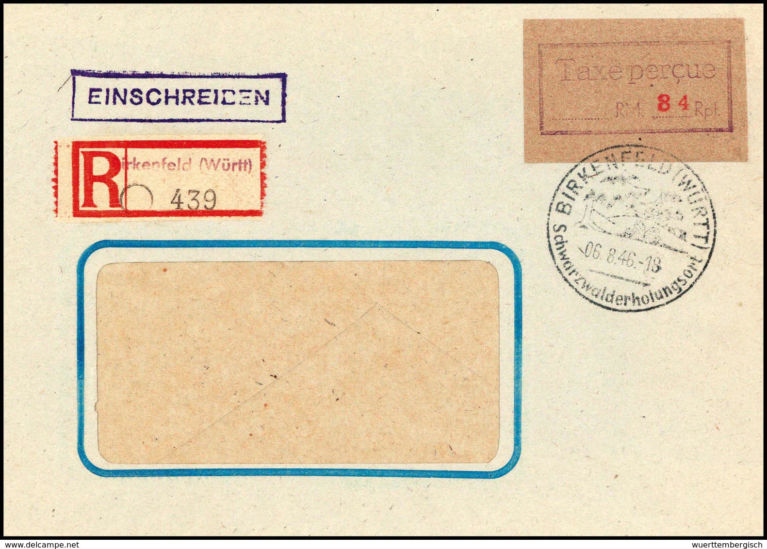 Beleg 84 Pfg., Schöner Einschreibe-Fensterumschlag Mit SST Vom 5.8.46 (rs. Ohne Die Oberklappe).<br/><b>Katalogpreis: 30 - Altri & Non Classificati