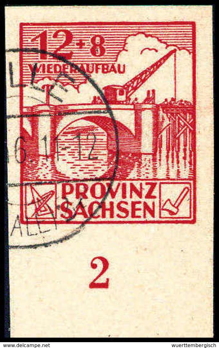 Gest. 12 Pfg., Ungezähnt, Schön Gestplt. Unterrandstück, Kl. Beanstdg., Sign. Ströh BPP.<br/><b>Katalogpreis: 320,-</b>  - Other & Unclassified