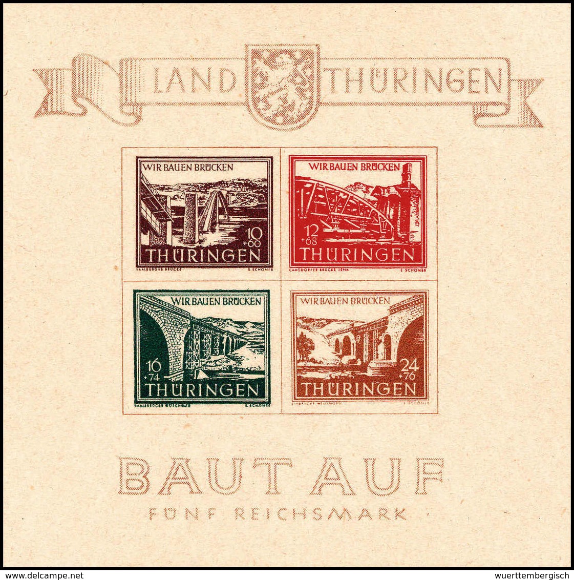 Brückenbau-Block, Tadellos Postfrisch.<br/><b>Katalogpreis: 450,-</b> (Michel: Bl.4) - Sonstige & Ohne Zuordnung