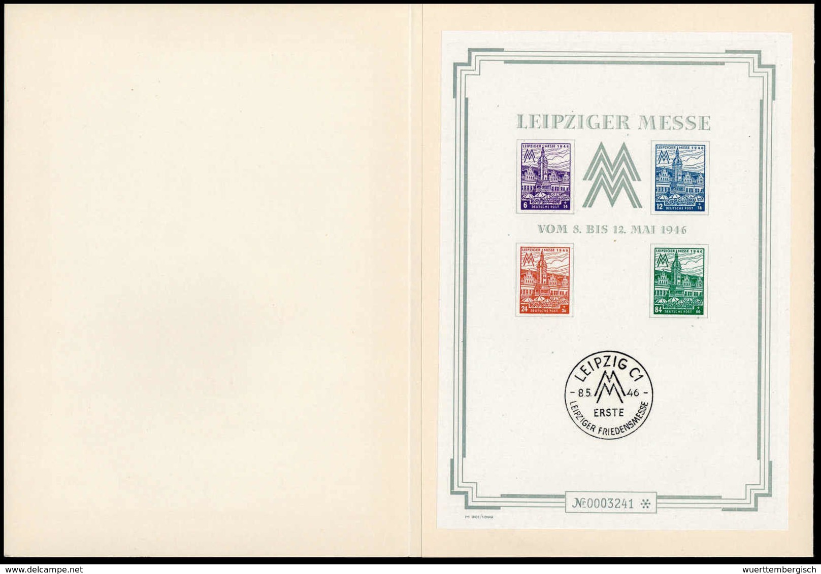 O. Gummi Leipziger-Messe-Großblock Mit SST Im Unteren Rand In Schutzhülle.<br/><b>Katalogpreis: 500,-</b> (Michel: Bl.5S - Autres & Non Classés