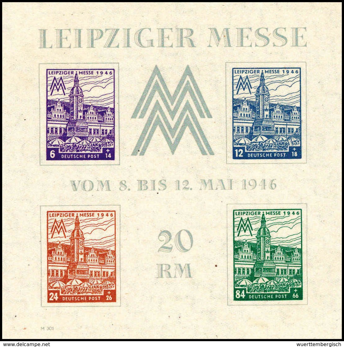 ** Leipziger-Messe-Block, Wz. Y, Tadellos Postfr. Mit Den übl. Bügen.<br/><b>Katalogpreis: 220,-</b> (Michel: Bl.5Ya) - Autres & Non Classés