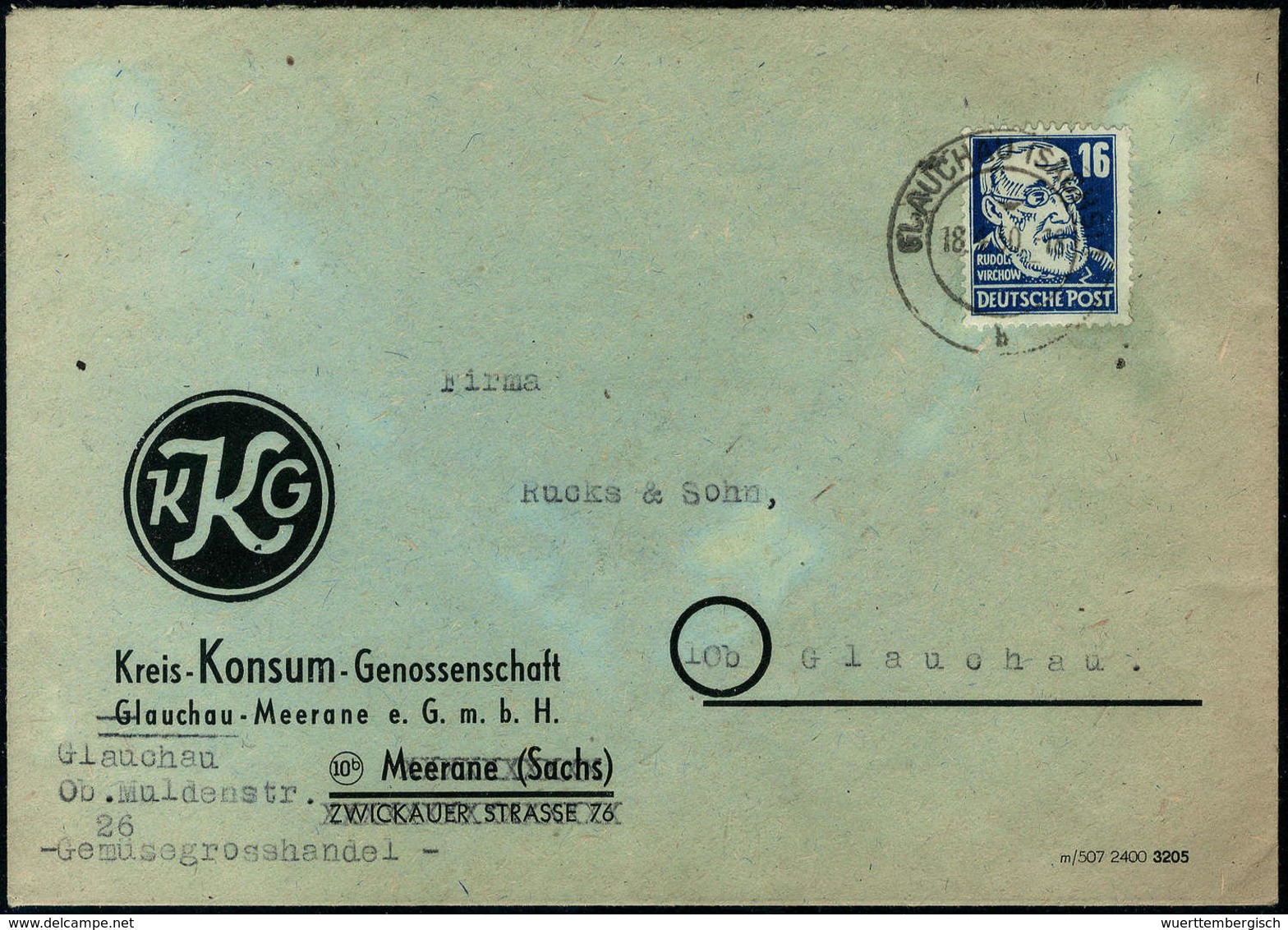 16 Pfg., Plf. I, Bedarfs-Firmen-Ortsbrief Mit Stempel GLAUCHAU, Sign. Schönherr BPP.<br/><b>Katalogpreis: 400,-</b> (Mic - Autres & Non Classés