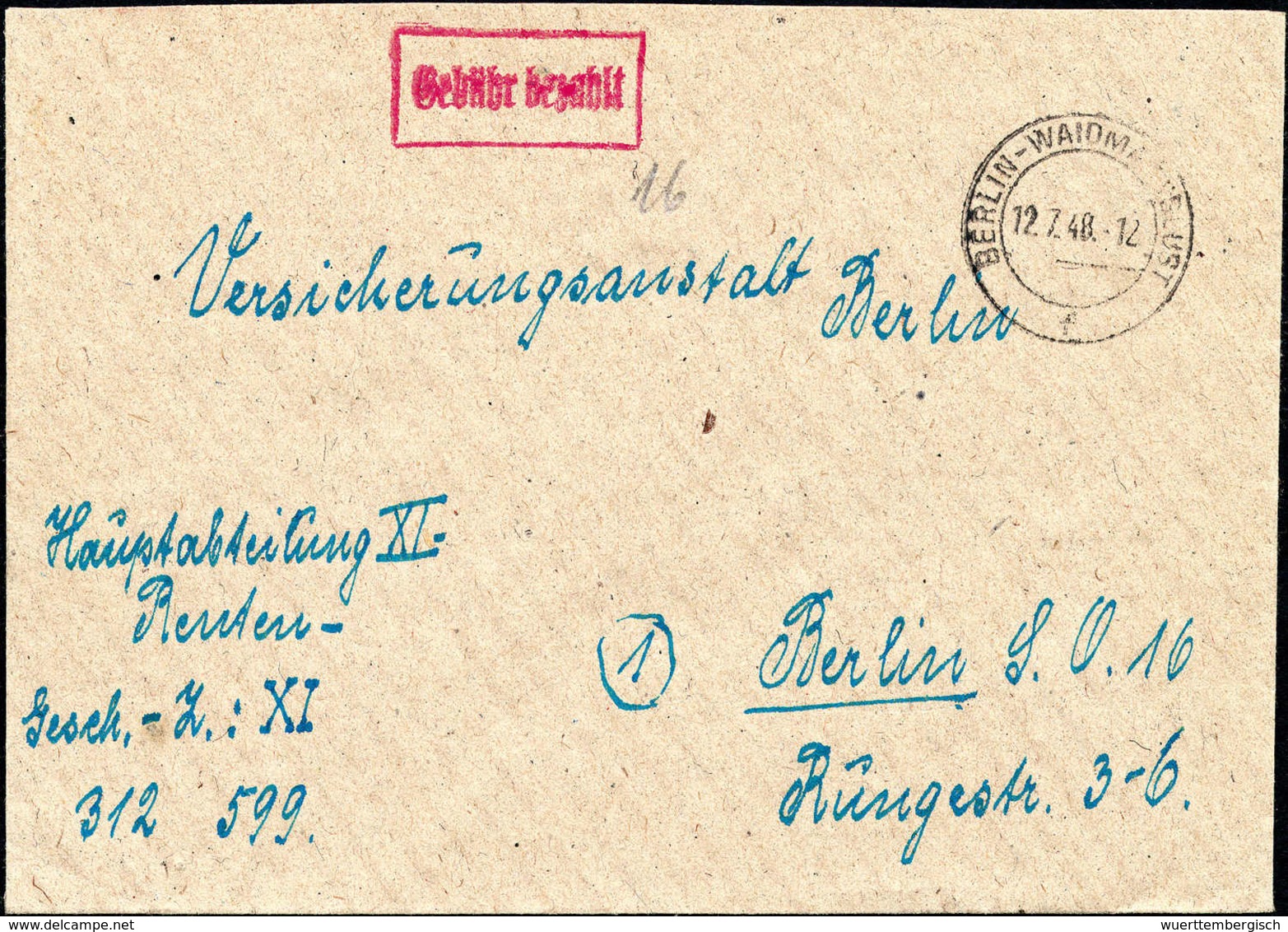 1948, Zwölf Briefe Mit Gebühr-Bezahlt- Bzw. Absender-Freistempel, Dabei Seltene Provisorien, U.a. BERLIN-WEIDMANNSLUST 1 - Altri & Non Classificati