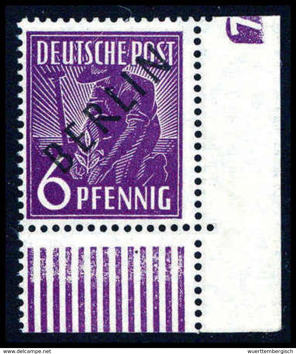 ** 6 Pfg., Tadellos Postfr. Bogenecke Re. Unten Mit Druckerzeichen "7", Sign. Schlegel BPP.<br/><b>Katalogpreis: 300,-</ - Other & Unclassified