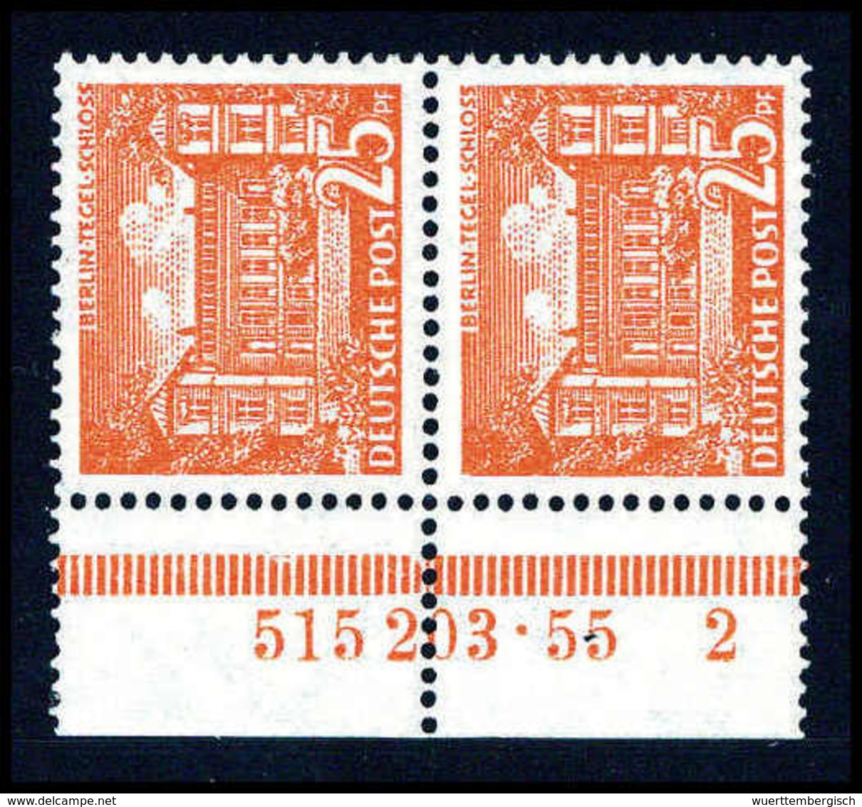 ** 25 Pfg., Tadellos Postfr., Senkr. Paar Mit Li. Bogenrand Und HAN "515 203.55 2".<br/><b>Katalogpreis: 500,-</b> (Mich - Altri & Non Classificati