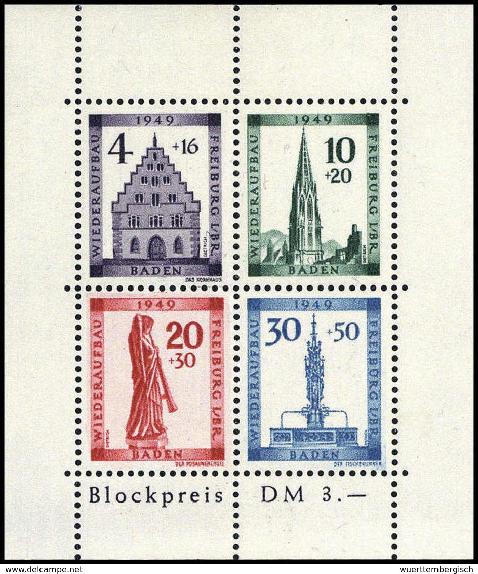 ** Freiburg-Block, Abart IV, Tadellos Postfr.<br/><b>Katalogpreis: 300,-</b> (Michel: Bl.1AIV) - Sonstige & Ohne Zuordnung