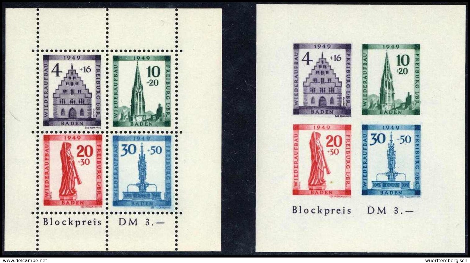 Freiburg-Blockpaar, Tadellos Postfrisch.<br/><b>Katalogpreis: 150,-</b> (Michel: Bl.1A/B) - Sonstige & Ohne Zuordnung