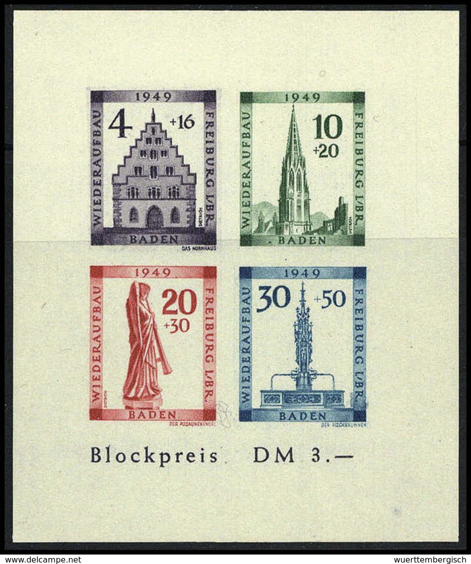 Freiburg-Block, Ungezähnt, Abart IV, Tadellos Postfrisch.<br/><b>Katalogpreis: 300,-</b> (Michel: Bl.1BIV) - Sonstige & Ohne Zuordnung