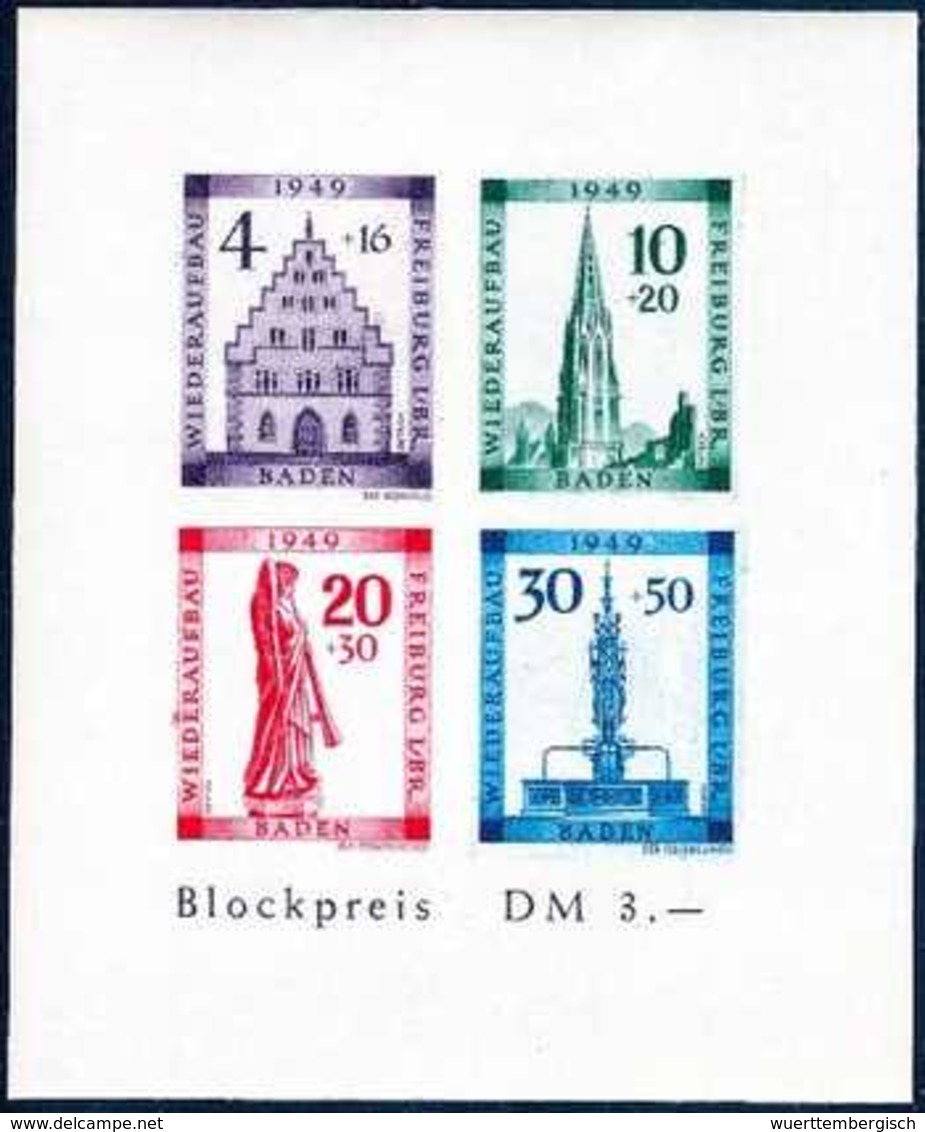 Freiburg-Block, Ungezähnt, Abart IV, Tadellos Postfrisch.<br/><b>Katalogpreis: 300,-</b> (Michel: Bl.1BIV) - Altri & Non Classificati