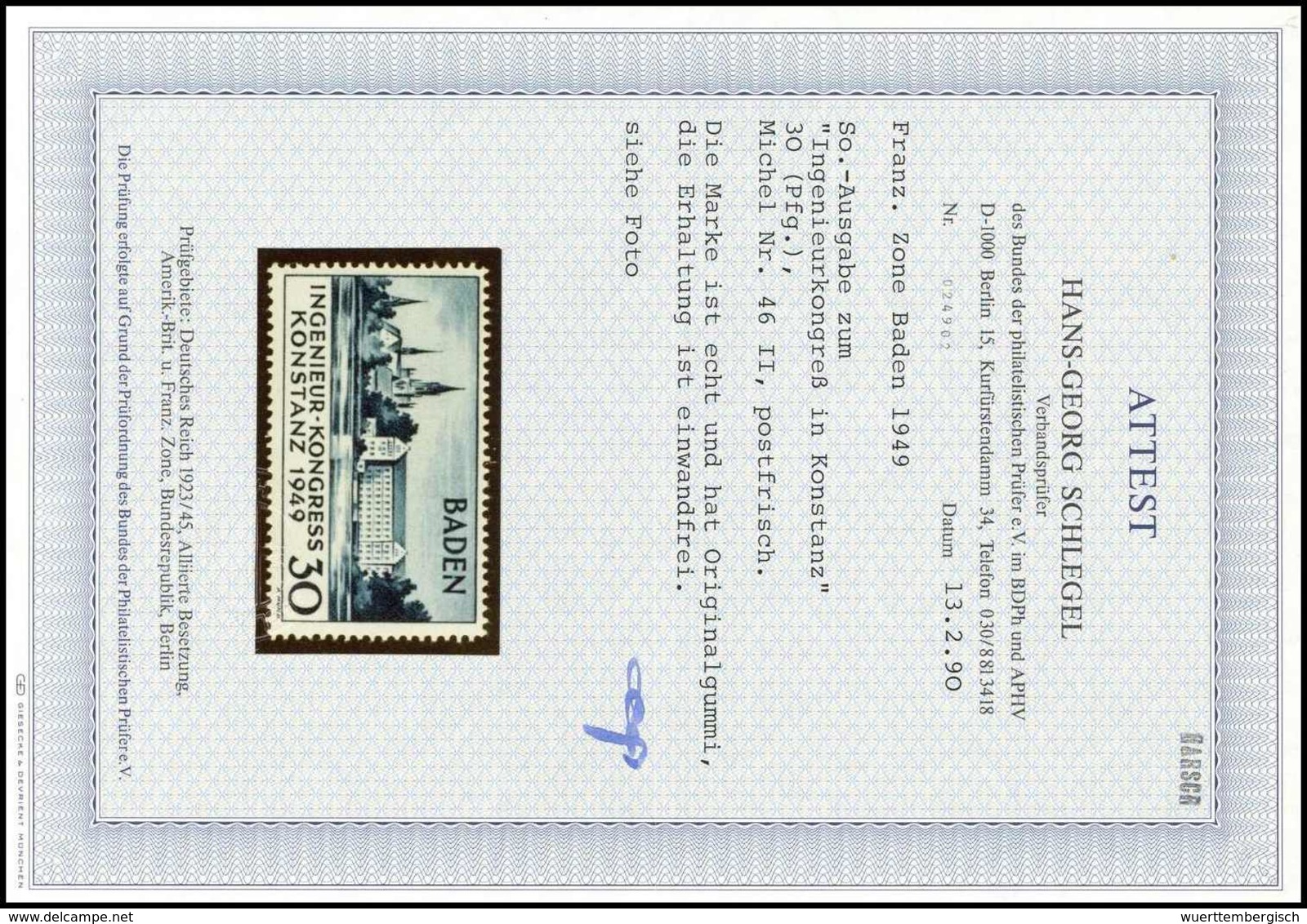 ** Konstanz II, Tadellos Postfr., Fotoattest Schlegel BPP.<br/><b>Katalogpreis: 650,-</b> (Michel: 46II) - Other & Unclassified