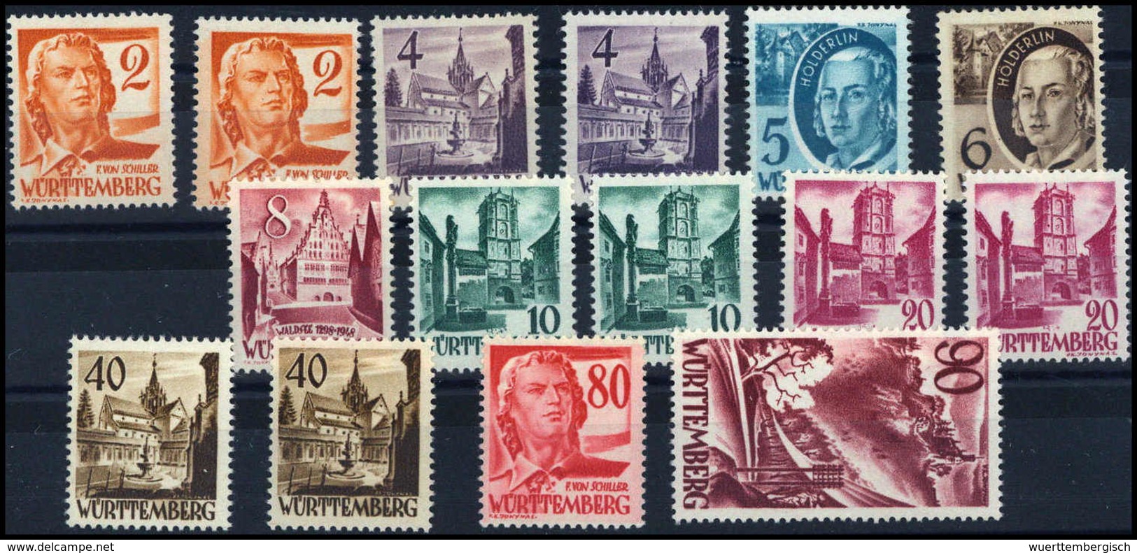 ** 2-90 Pfg., überkpl. Serie Mit 15 Werten Inkl. Versch. Typen.<br/><b>Katalogpreis: 280,-</b> (Michel: 28/37) - Other & Unclassified