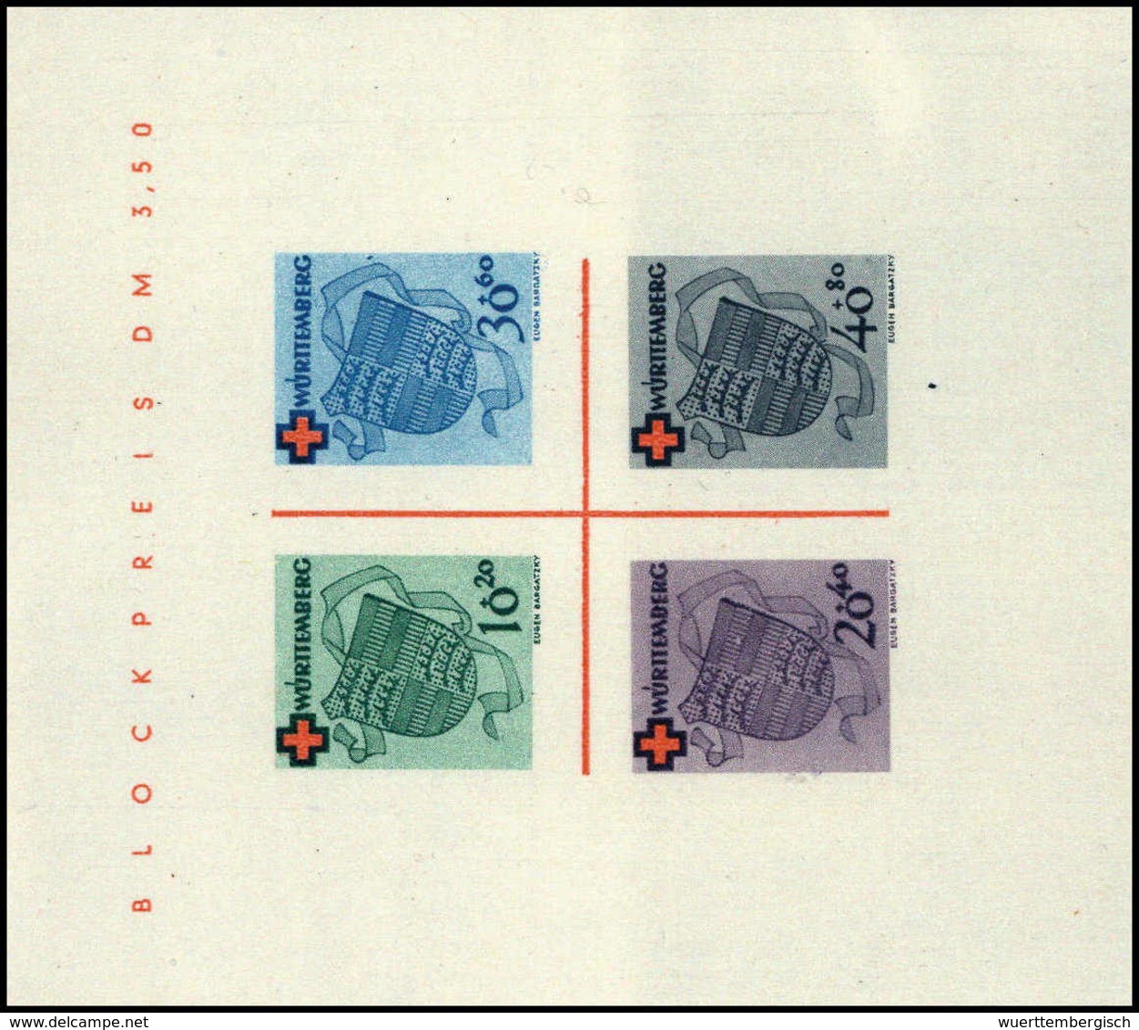 **/o. Gummi Rotes Kreuz, Tadellos Postfr. Serie, Dazu Der Block.<br/><b>Katalogpreis: 310,-</b> (Michel: 40/43A,Bl.1I/II - Other & Unclassified