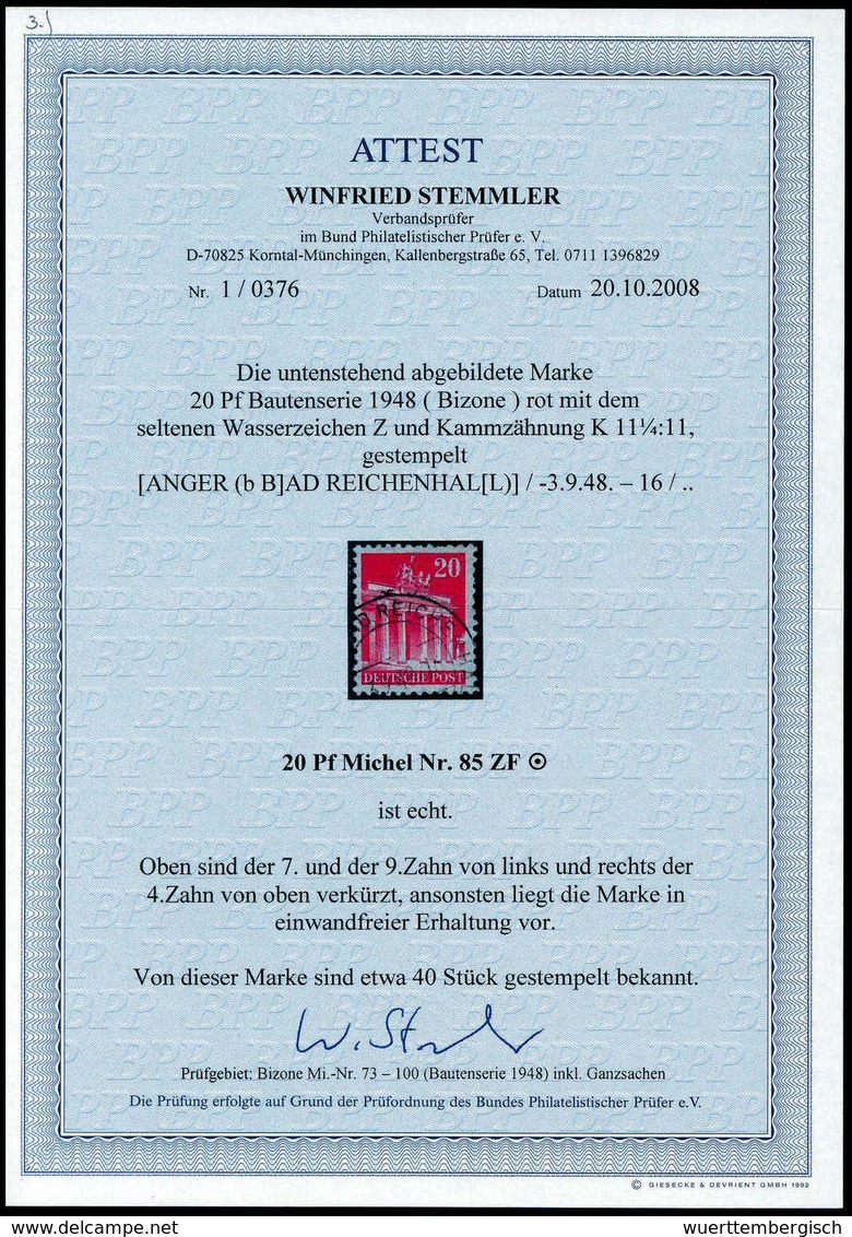 Gest. 20 Pfg., Wz. Z Und Zähnung K11 : 11, Sauber Gestplt. (drei Z. Leicht Verkürzt). Sehr Seltene Marke, Von Der Lt. Fo - Altri & Non Classificati