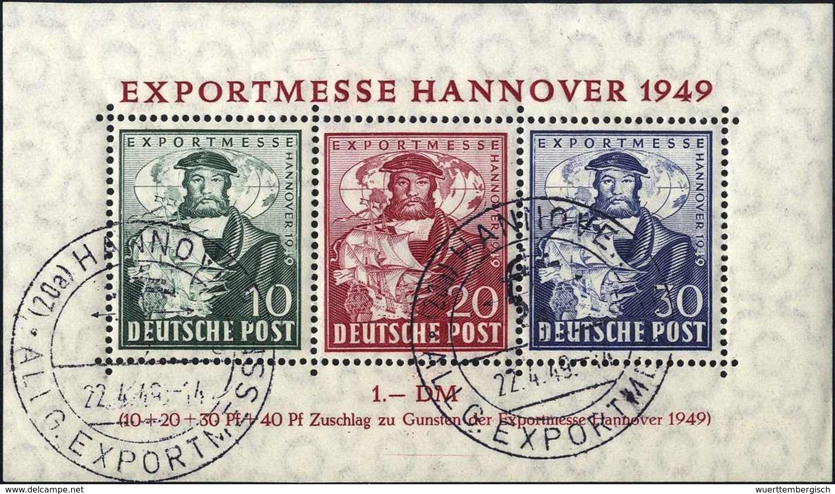 Gest. Hannovermesse-Block, Tadellos Mit Zwei Sauberen ESST.<br/><b>Katalogpreis: 250,-</b> (Michel: Bl.1a) - Altri & Non Classificati