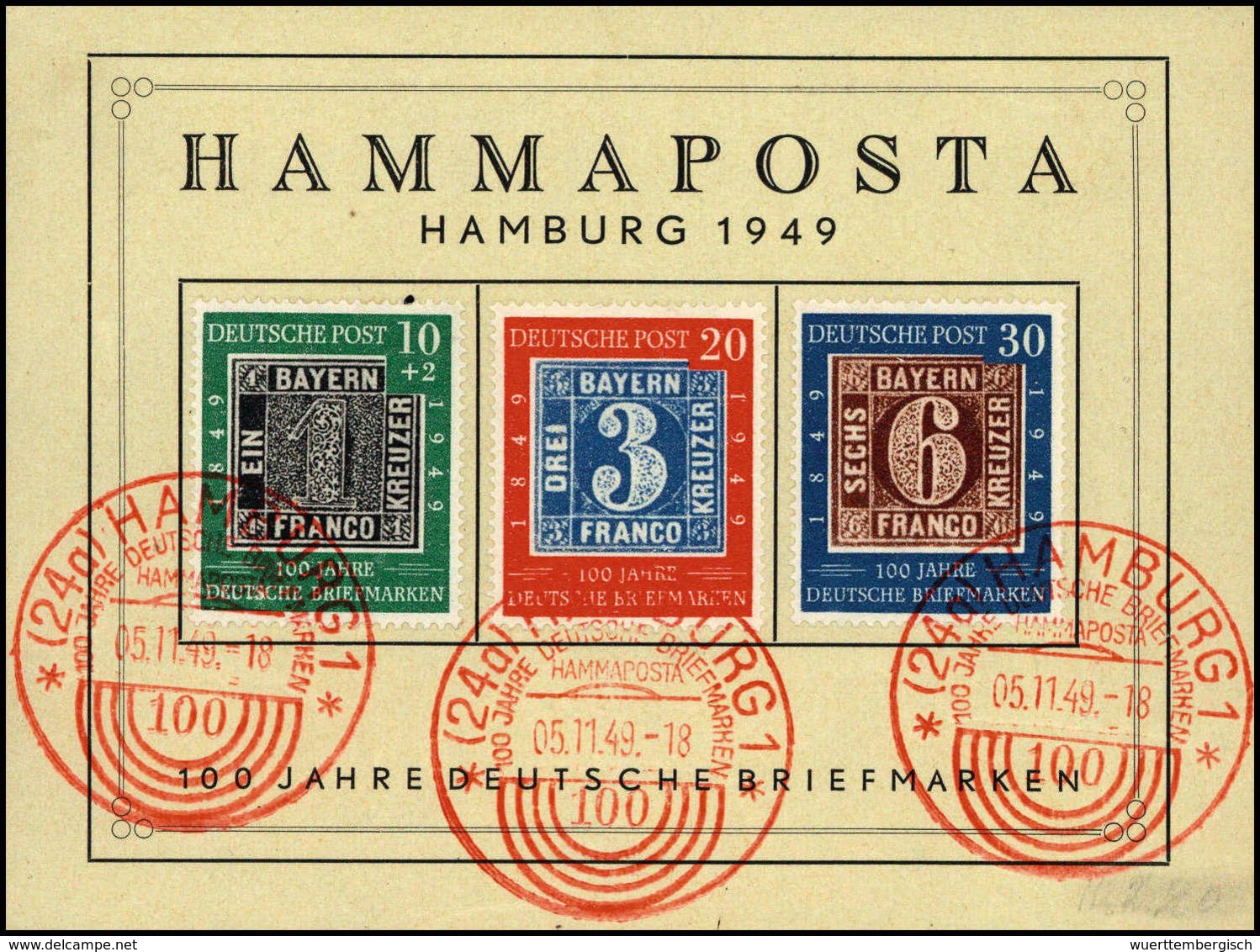 Briefst. Tag Der Briefmarke, 10 Pfg. Plf. IV, Tadelloses Gedenkblatt Mit Rotem SST HAMBURG. (Michel: 113IV,114/15) - Other & Unclassified