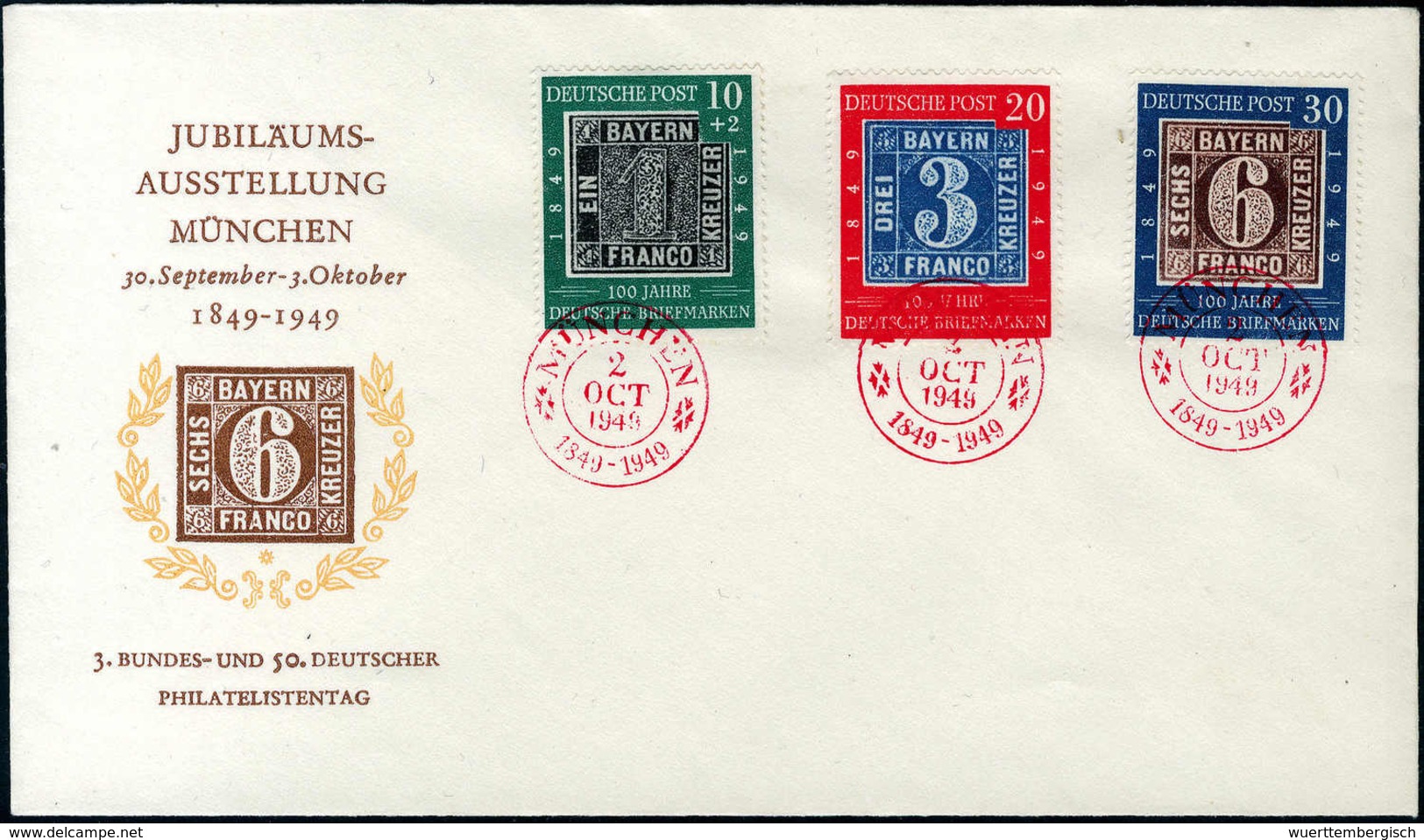 Beleg Tag Der Briefmarke, Tadellose Serie Mit Rotem Münchner SST Auf Ausstellungs-Sonderumschlag. (Michel: 113/15) - Altri & Non Classificati