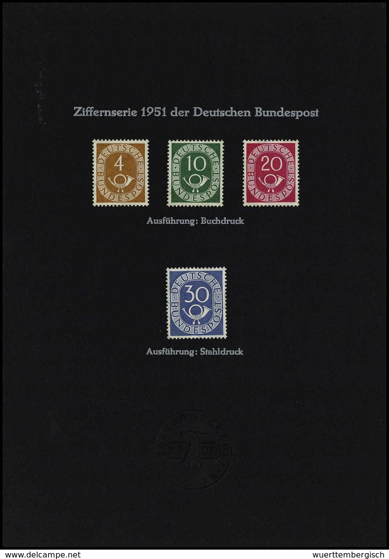 4, 10, 20 Und 30 Pfg., Auf Schwarzem Karton Mit Weißer Inschrift Und Trockensiegel Der Bundesdruckerei Berlin Aufgeklebt - Autres & Non Classés