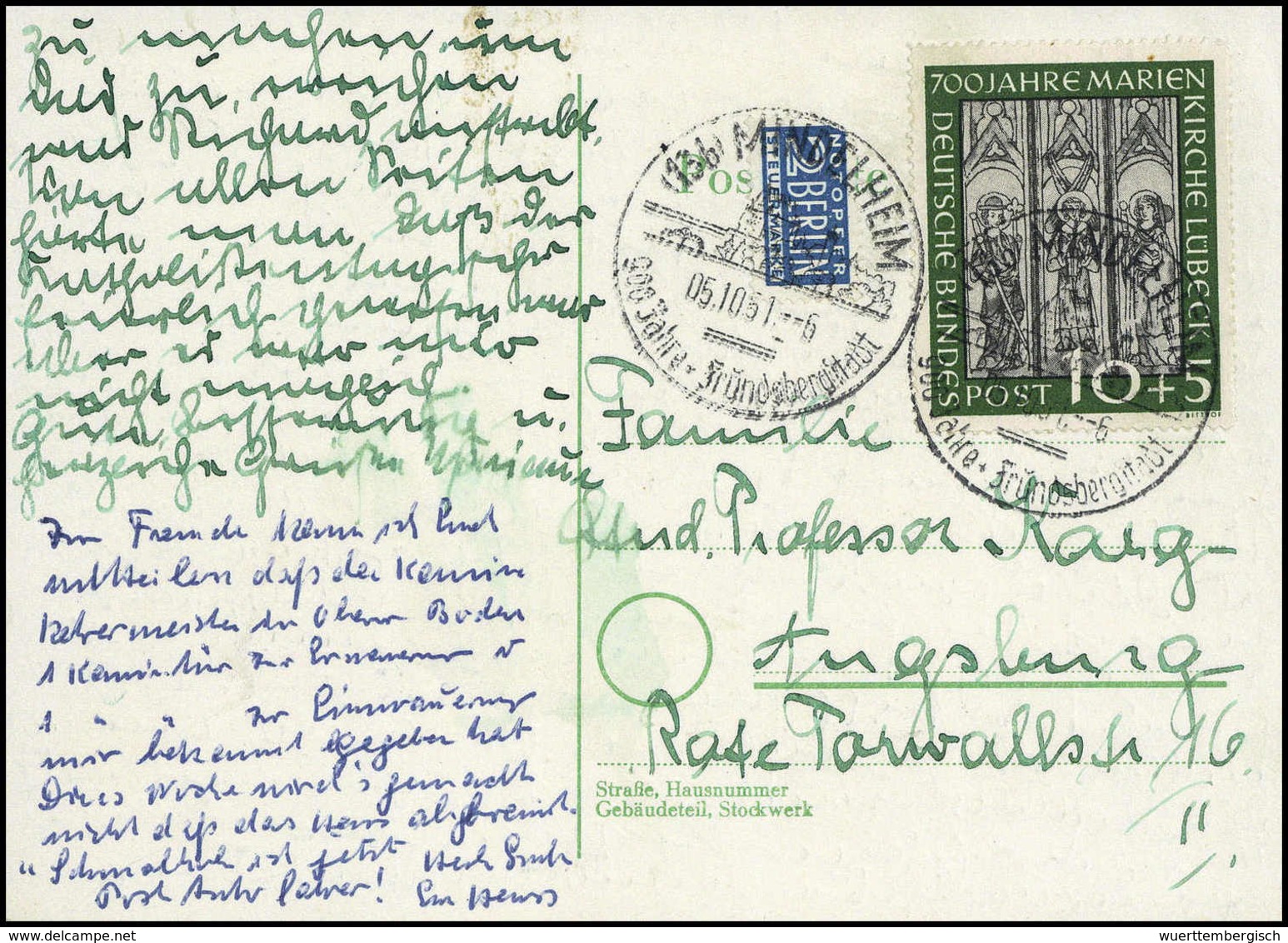 Beleg Marienkirche, Je Portoger. EF Auf Postkarte Bzw. Brief (letzterer Rs. Mit Kl. Fehlstelle).<br/><b>Katalogpreis: 31 - Autres & Non Classés