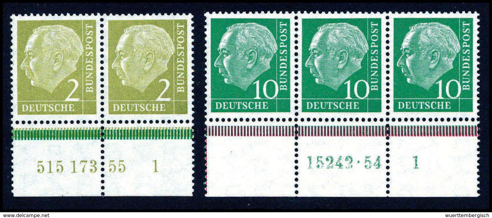 ** 2 Und 10 Pfg., Je Tadellos Postfr. Unterrandpaar Mit HAN.<br/><b>Katalogpreis: 190,-</b> (Michel: 177v,183vHAN) - Sonstige & Ohne Zuordnung