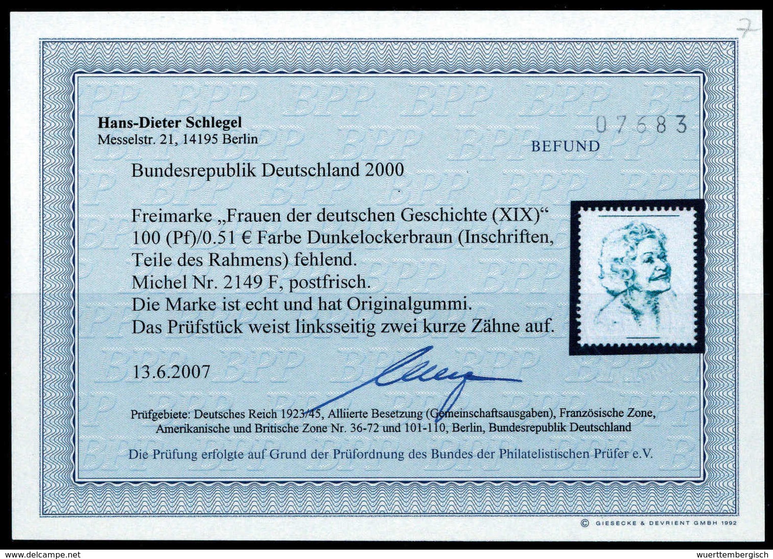 ** 100 Pfg., Abart: Farbe Dunkelockerbraun (Inschrift, Teile Des Rahmens) Fehlend, Postfr. (2 Z.), Fotobefund Schlegel B - Other & Unclassified