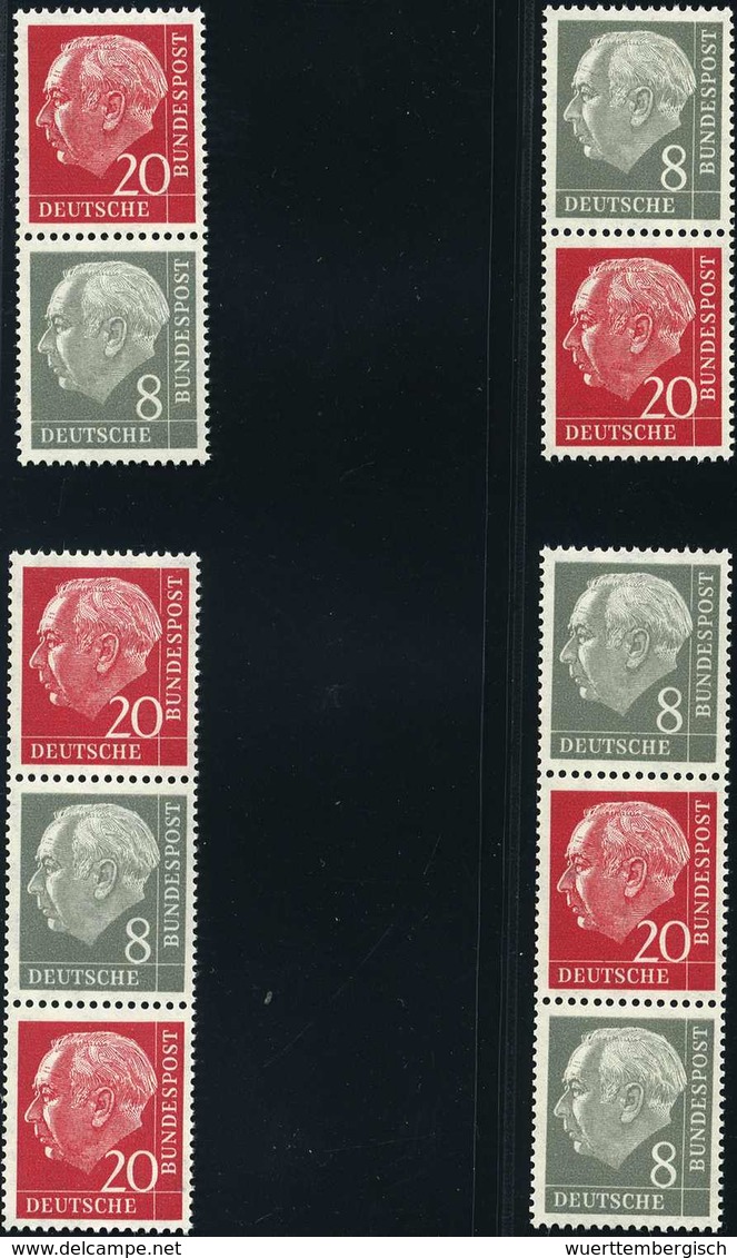 ** Heuss, Vier Tadellos Postfr. Kombinationen.<br/><b>Katalogpreis: 355,-</b> (Michel: S49/52YII) - Other & Unclassified