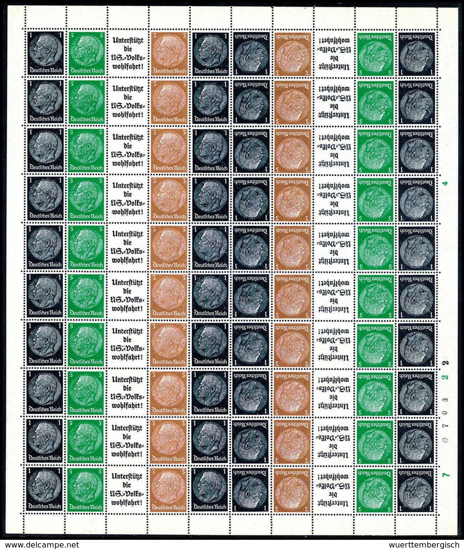 Postfrische Partie Von Zwei Hitler-Zusammendruckbögen (Mi.70/72), Einheitgeberbogen Sowie Originalbogen Von Dienstmarke  - Autres & Non Classés