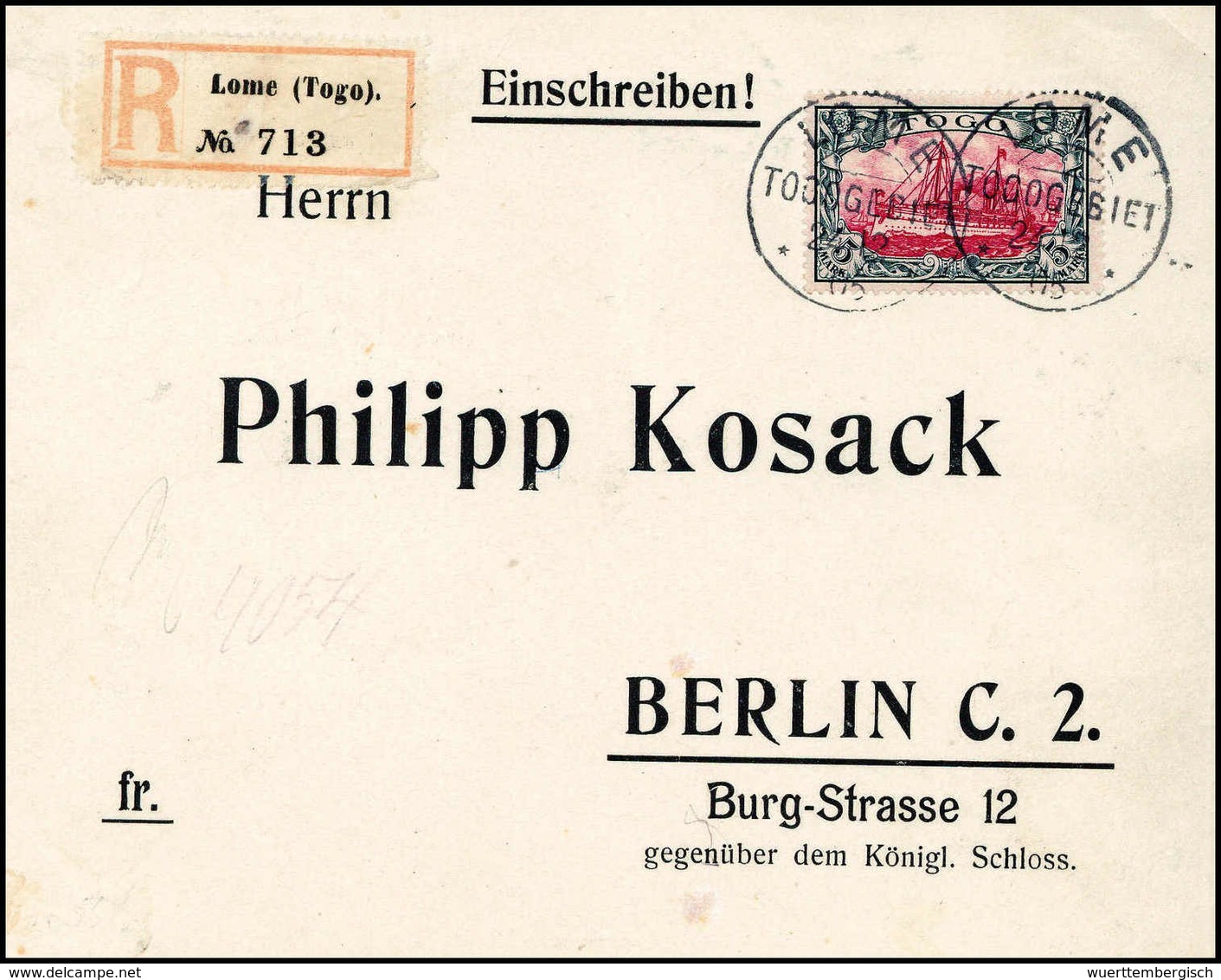 Beleg Attraktiver Posten Mit Vielen Hochwertigen R-Briefen, Dabei Togo 5 Mk., Samoa Vor- Und Mitläufer, Seepost, Abstemp - Sonstige & Ohne Zuordnung