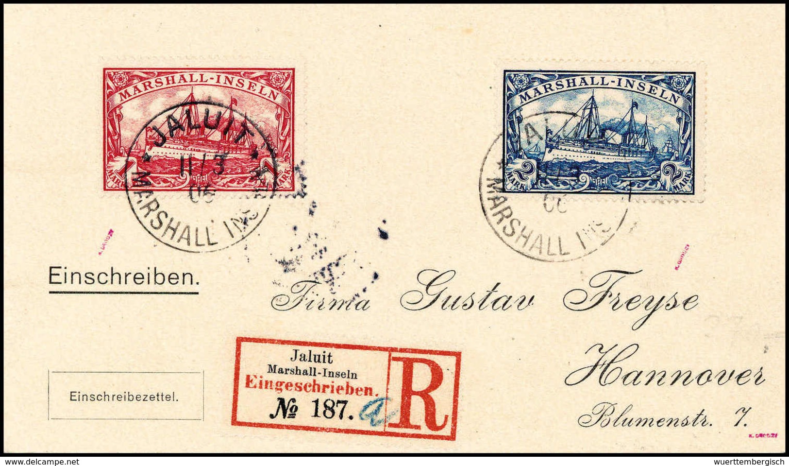 Beleg Attraktiver Posten Mit Vielen Hochwertigen R-Briefen, Dabei Togo 5 Mk., Samoa Vor- Und Mitläufer, Seepost, Abstemp - Other & Unclassified