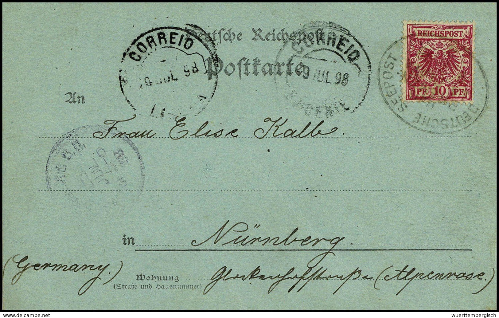Beleg SCHIFFSPOST - kl. Partie von acht Belegen 1898/1910, dabei bessere Stücke.