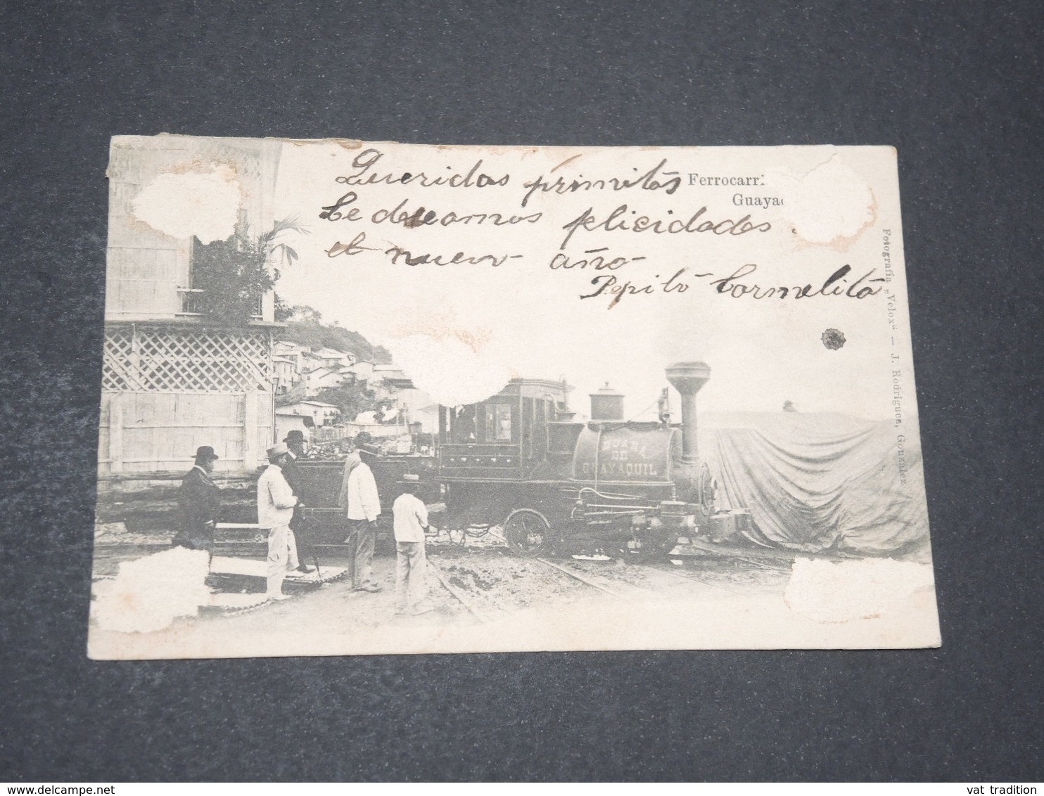 EQUATEUR - Carte Postale ( Abimée ) De Guayaquil , Locomotive Gros Plan En 1905 - L 14310 - Ecuador