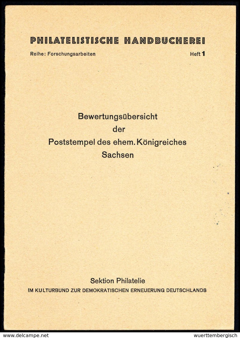 SACHSEN, Bewertungsübersicht Poststempel Des Ehem. Königreichs Sachsen, Milde/Wagenknecht, 1956. - Other & Unclassified