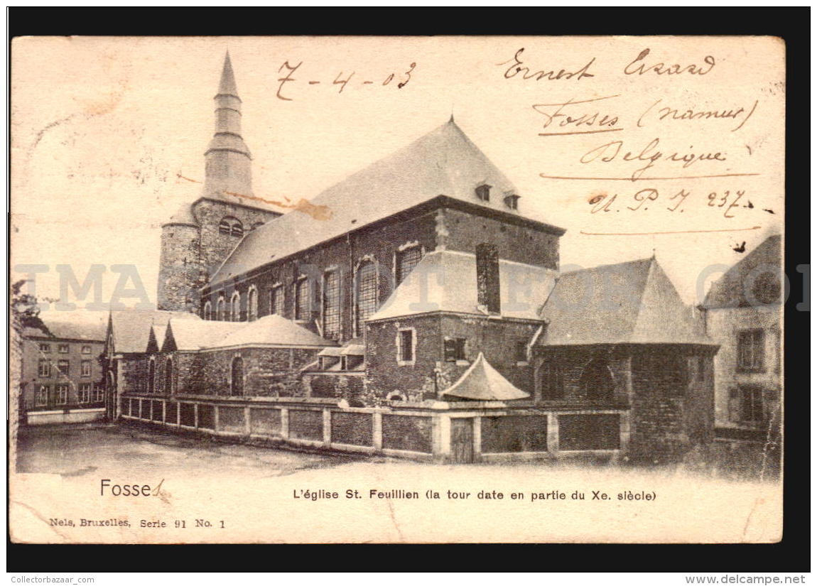 FOSSES L'EGLISE ST. FEUILLIEN Circulee Sud America Original Ca1900 POSTCARD CPA (W4_3847) - Fosses-la-Ville