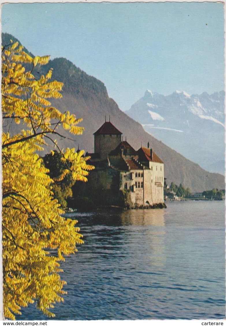 SUISSE,SWITZERLAND,SWISS, HELVETIA,SCHWEIZ,SVIZZERA ,MONTREUX EN 1968,VAUD,RIVIERA PAYS D'ENHAUT,chateau Chillon,lac Lém - Montreux