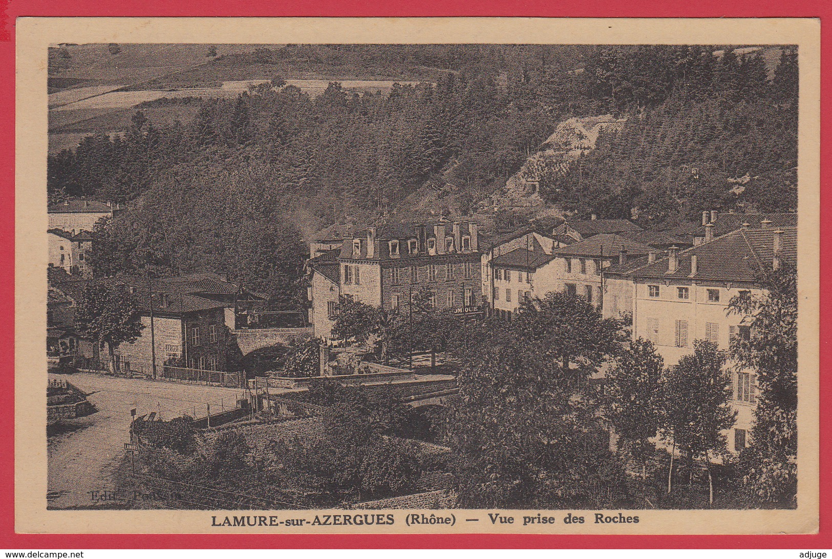 CPA- 69 - LAMURE-sur-AZERGUES -Vue Prise Des Roches Dest: PINET (34) * 2 SCANS. - Lamure Sur Azergues