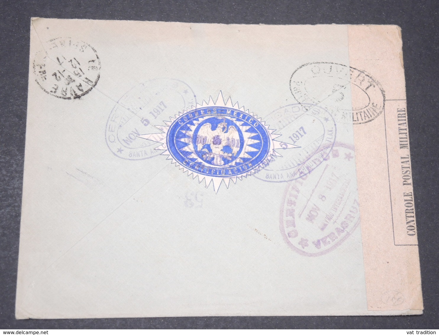 MEXIQUE - Enveloppe En Recommandé De Santa Ana Pour La France En 1917 Avec Contrôle Postal - L 14317 - Mexique