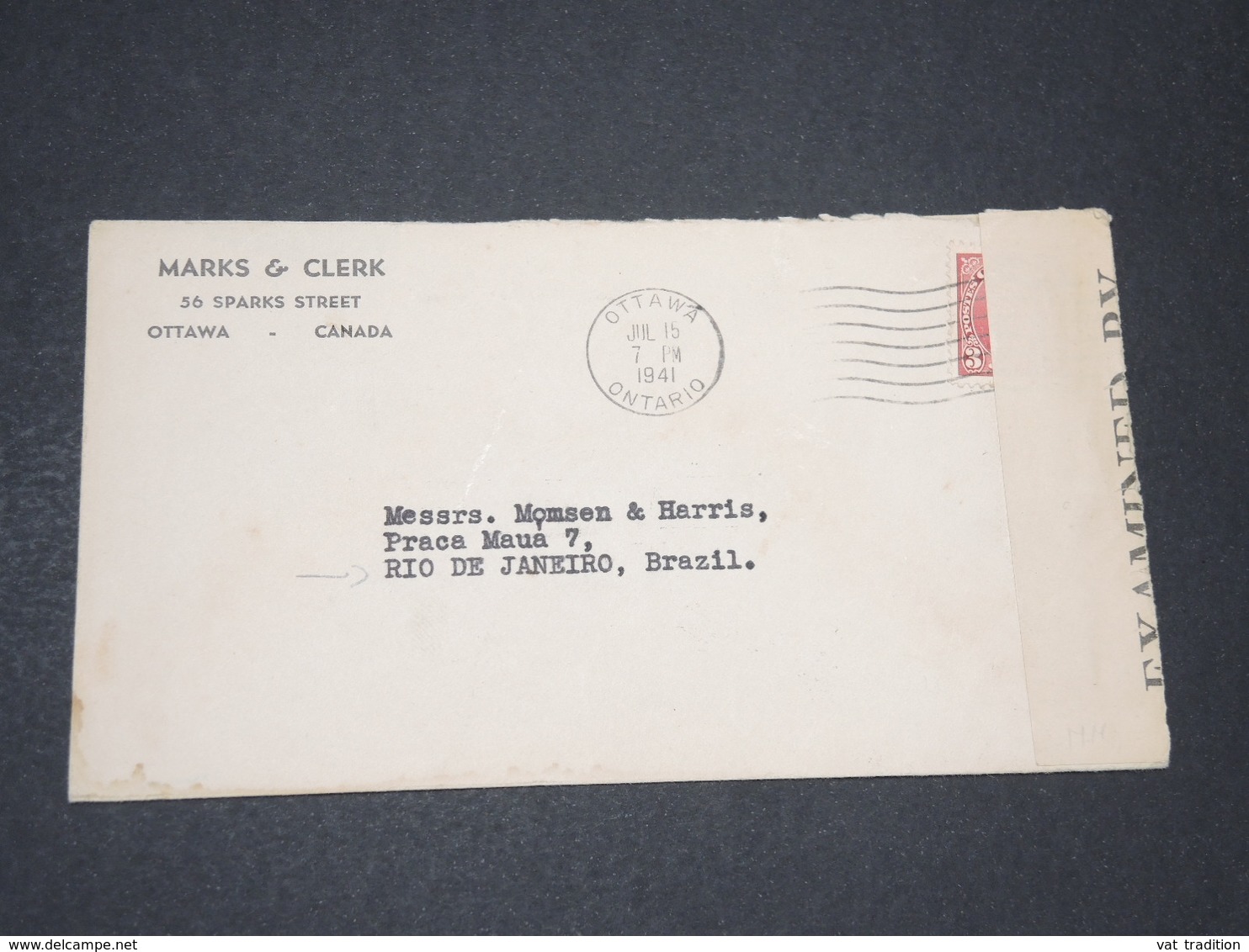 CANADA - Enveloppe De Ottawa Pour Rio De Janeiro En 1941 Avec Contrôle Postal - L 14324 - Covers & Documents