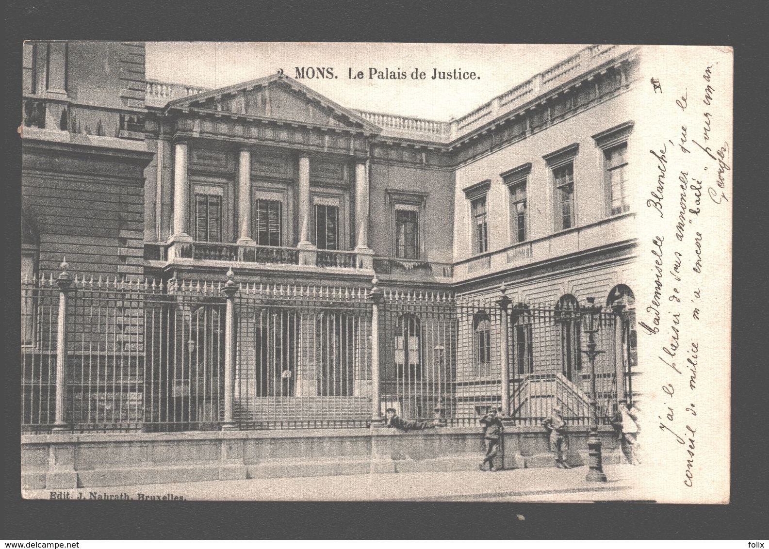 Mons - Le Palais De Justice - Animée, Enfants - 1903 - Ed. J. Nahrath - Dos Simple - Mons