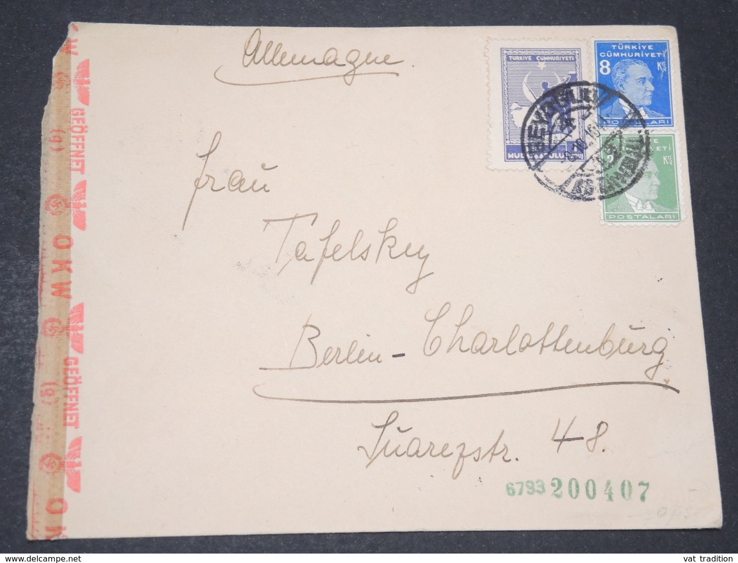 TURQUIE - Enveloppe De Istambul Pour L 'Allemagne En 1941 Avec Contrôle Postal - L 14332 - Brieven En Documenten