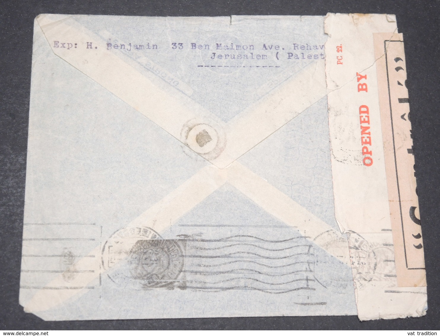 PALESTINE - Enveloppe De Jérusalem Pour Alger En 1941 Avec Contrôle Postal - L 14333 - Palestine