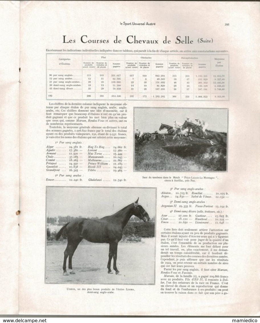 Juin 1925 EQUITATION: Le Sport Universel illustré. Revue de 20 pages. Articles et pubs d'époque. 28/36cm