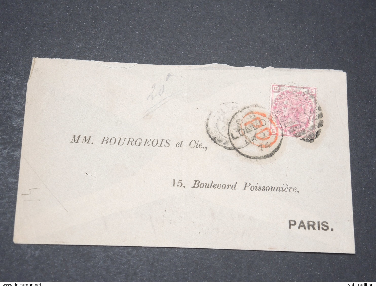 GRANDE BRETAGNE - Enveloppe De Londres Pour La France En 1874 - L 14341 - Poststempel