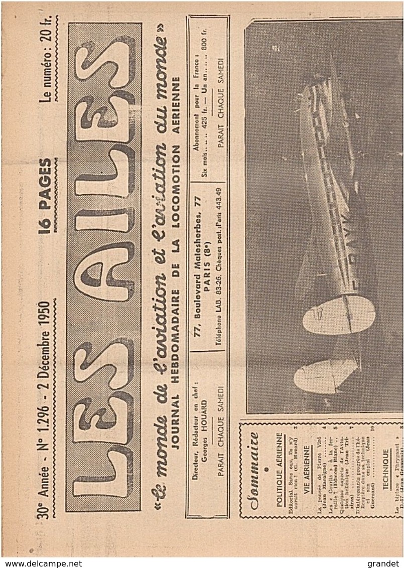 LES AILES - AVIATION - N° 1296 - 1950. - AeroAirplanes