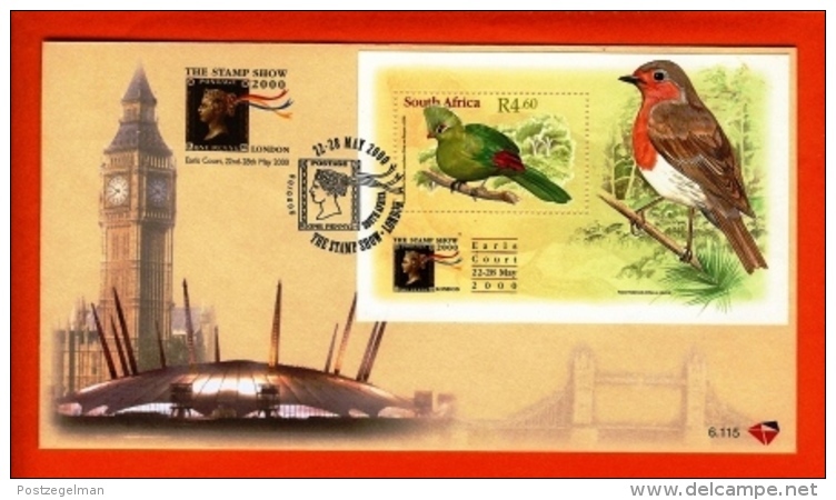 RSA, 2000, Mint F.D.C., MI 6-115, Block 80 London Stamp Show (Bird) - Brieven En Documenten