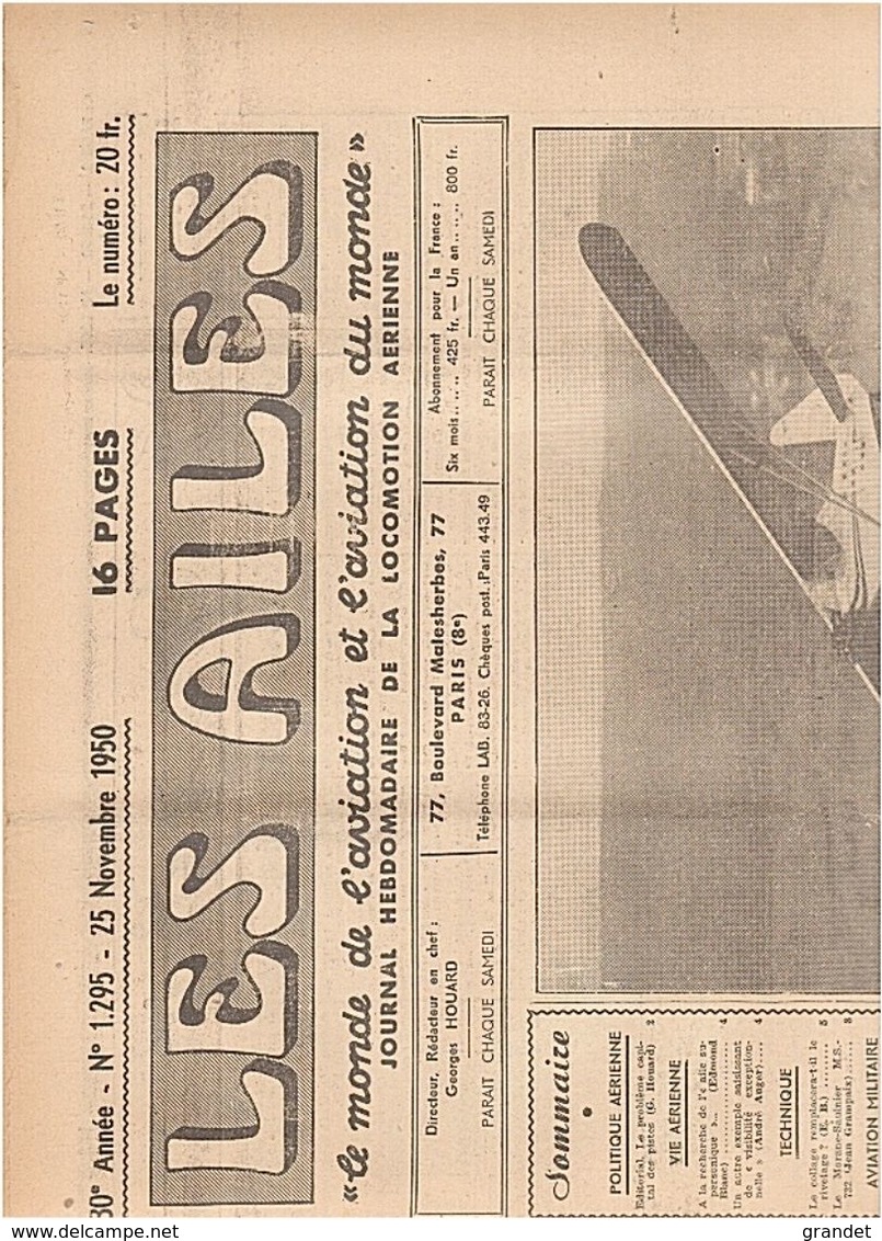 LES AILES - AVIATION - N° 1295 - 1950. - AeroAirplanes