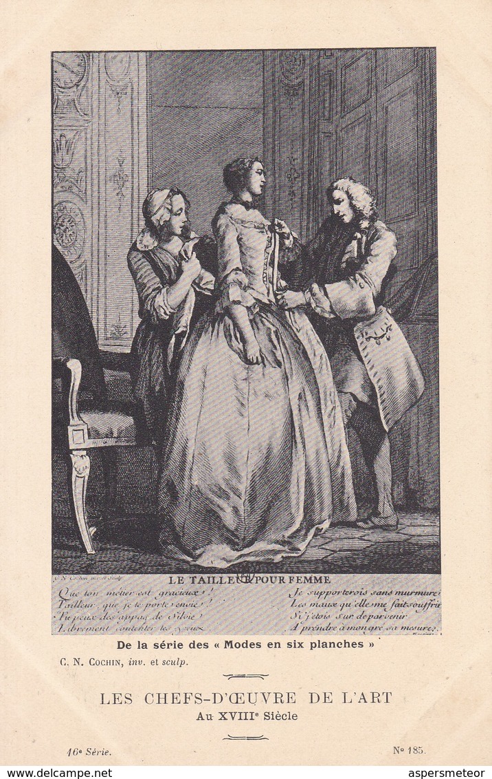 LE TAILLEUR POUR FEMME. C.N.COCHIN, INV ET SCULP. G.P. LES CHEFS D'OEUBRE DE L'ART AU XVIIIs.-TBE-BLEUP - Peintures & Tableaux