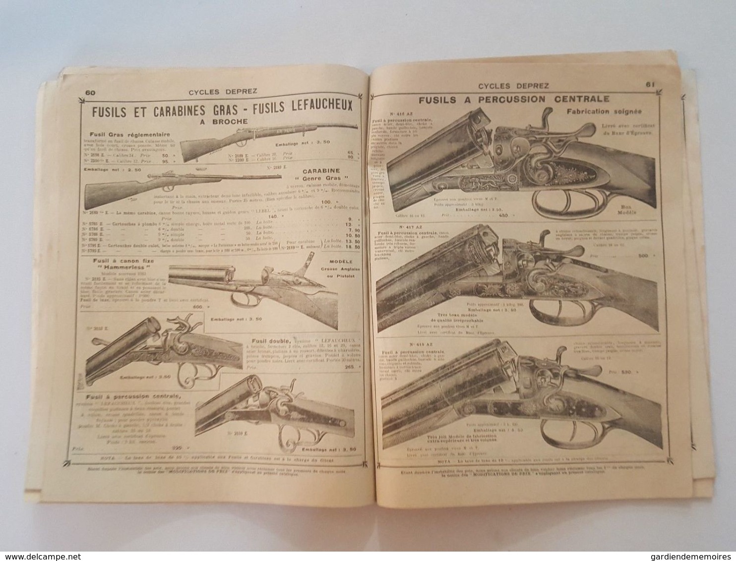 1921 Catalogue Cycles Deprez Armes (Fusil Revolvers) Lampes Lanternes Gramophone - Bicyclette, Canne Fusil - Other & Unclassified