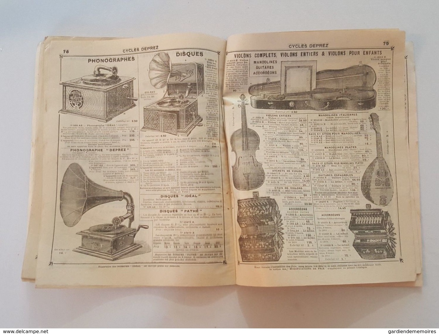 1921 Catalogue Cycles Deprez Armes (Fusil Revolvers) Lampes Lanternes Gramophone - Bicyclette, Canne Fusil