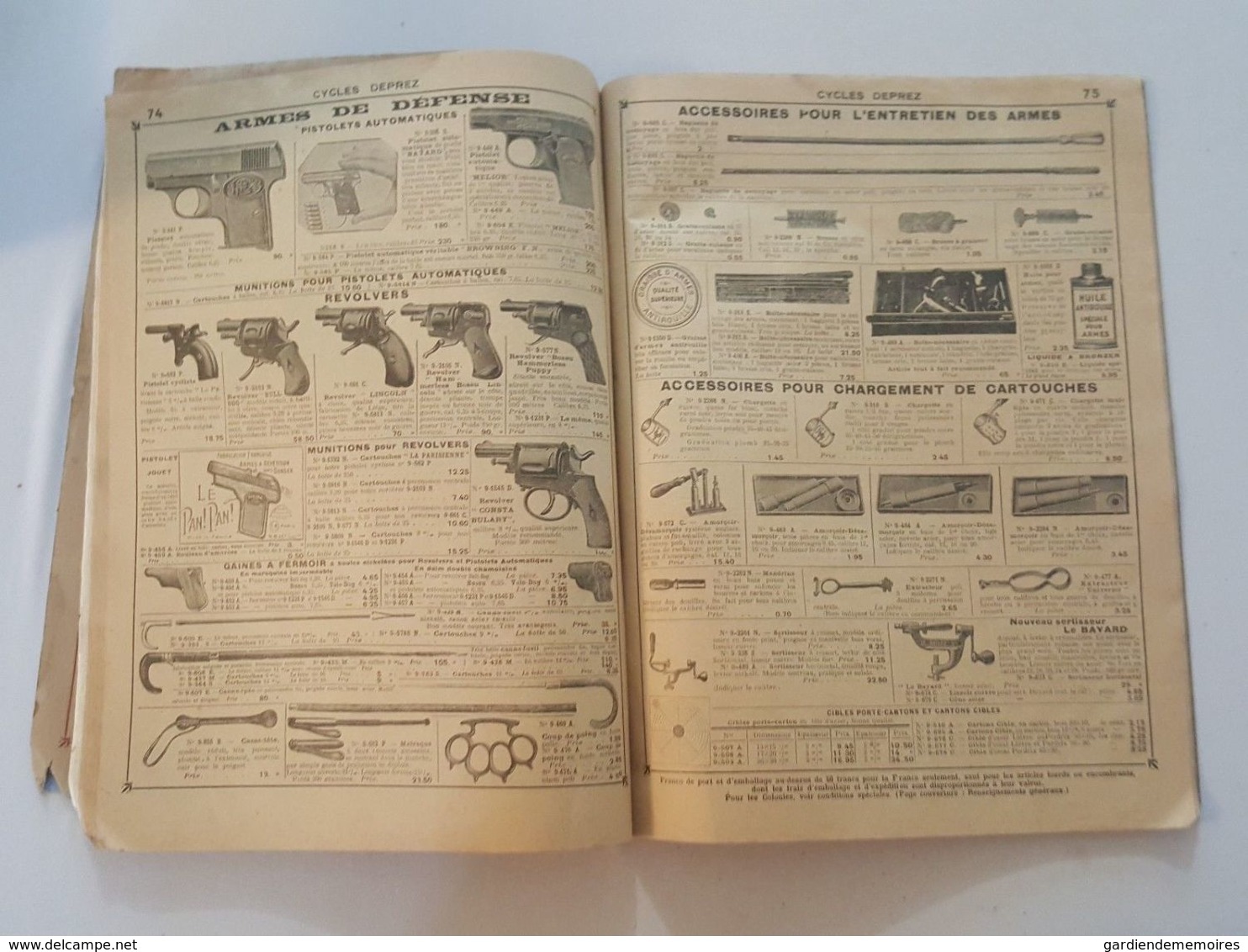 1929 Catalogue Cycles Deprez Armes (Fusil Revolvers) Lampes Lanternes Gramophone - Bicyclette, Canne Fusil, épée