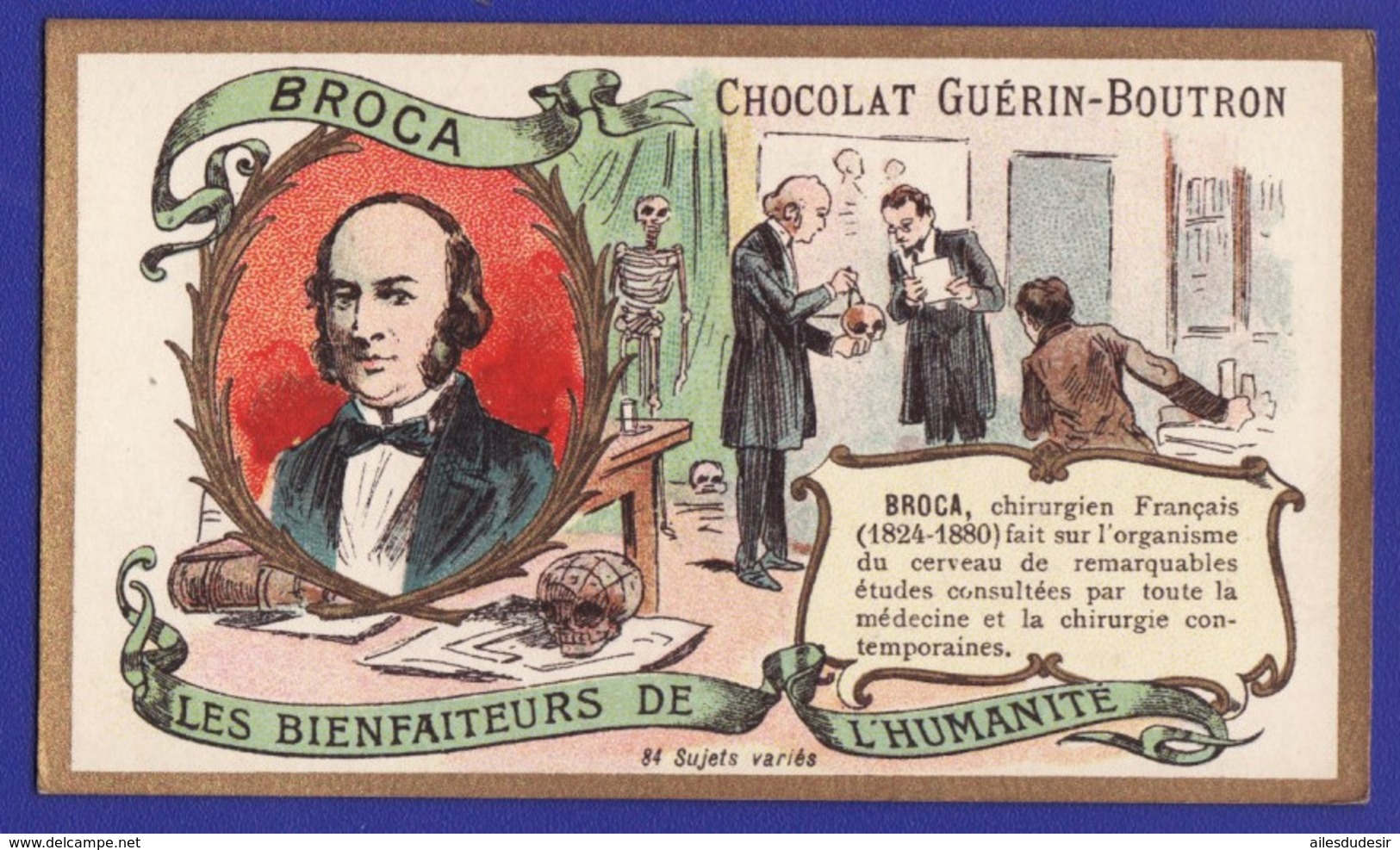 BROCA " Les Bienfaiteurs Chromos Chocolat Guerin Boutron ( Très Très Bon état) - Guérin-Boutron