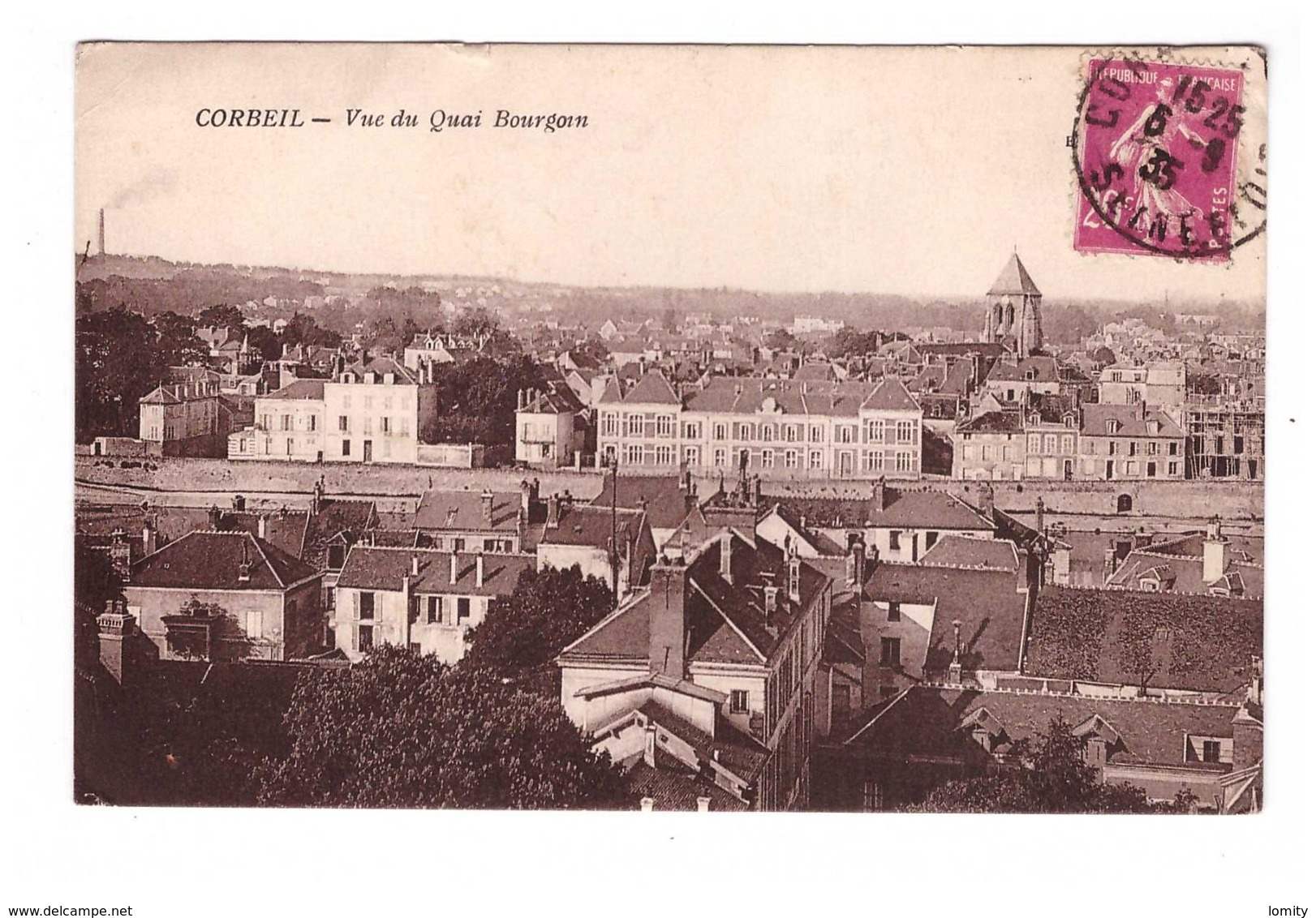 91 Corbeil Vue Du Quai Bourgoin Cachet 1935 - Corbeil Essonnes